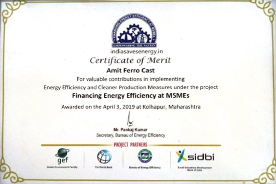 Energy Efficiency at MSMEs Certificate of Merit - 2019